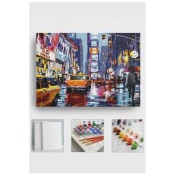 Sayılarla Boyama Seti Numaralı Tuval Fırça Boya 40x50 Cm Taksi NewYork
