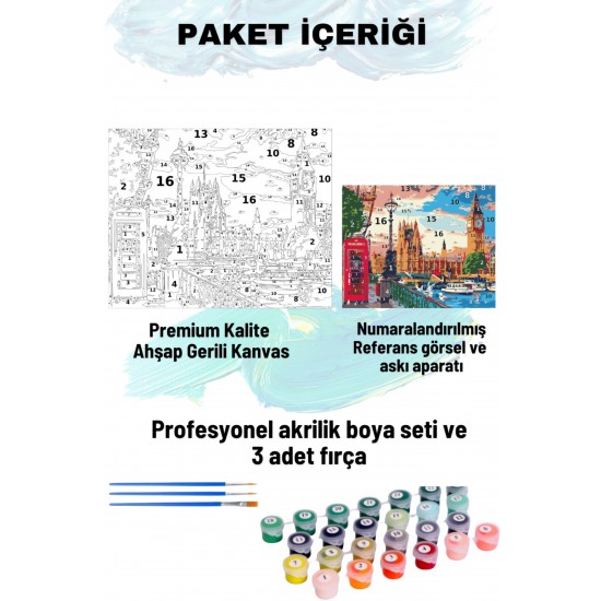 Sayılarla Boyama Seti Numaralı Tuval Fırça Boya 40x50 Cm NewYork Saat Kulesi Sayılarla Boyama Seti Numaralı Tuval Fırça Boya 40x50 Cm NewYork Saat Kulesi