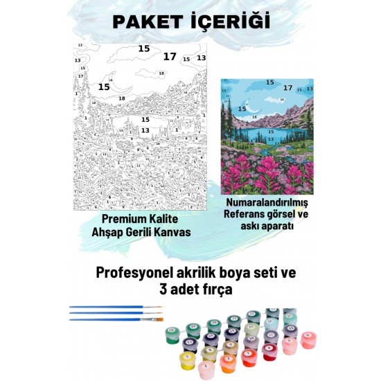 Sayılarla Boyama Seti Numaralı Tuval Fırça Boya 40x50 Cm Göl Manzarası Sayılarla Boyama Seti Numaralı Tuval Fırça Boya 40x50 Cm Göl Manzarası