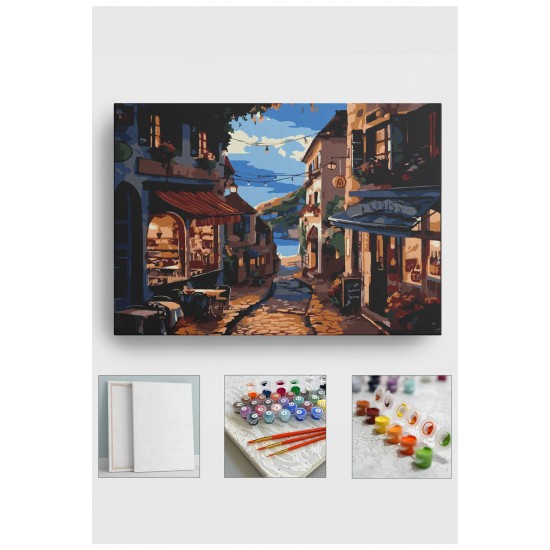 Sayılarla Boyama Seti Numaralı Tuval Fırça Boya 40x50 Cm Lotus Sokak