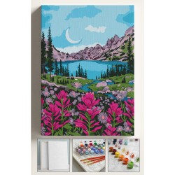 Sayılarla Boyama Seti Numaralı Tuval Fırça Boya 40x50 Cm Göl Manzarası