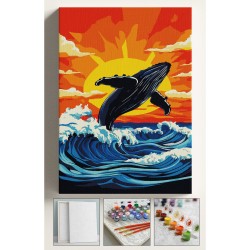 Sayılarla Boyama Seti Numaralı Tuval Fırça Boya 40x50 Cm Mobidik