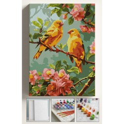 Sayılarla Boyama Seti Numaralı Tuval Fırça Boya 40x50 Cm Sarı Kanarya