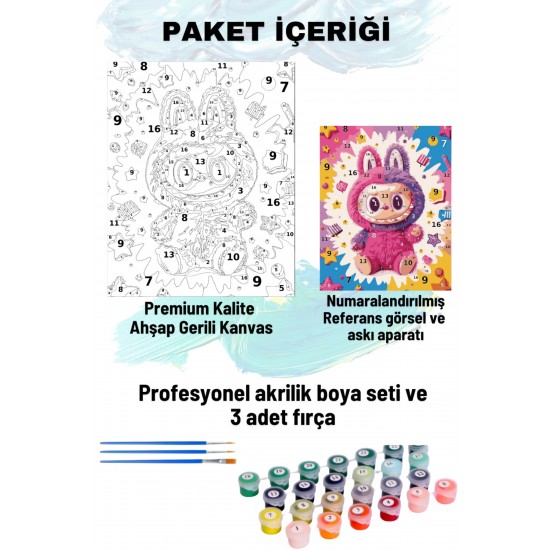 Sayılarla Boyama Seti Numaralı Tuval Fırça Boya 40x50 Cm Labibu