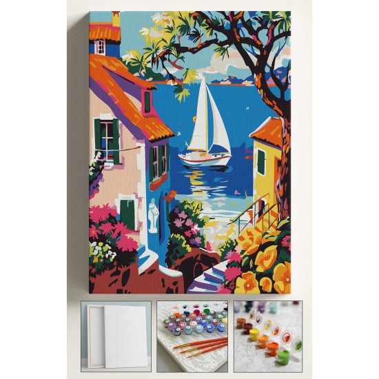 Sayılarla Boyama Seti Numaralı Tuval Fırça Boya 40x50 Cm Evler Arası Manzara Sayılarla Boyama Seti Numaralı Tuval Fırça Boya 40x50 Cm Evler Arası Manzara