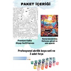 Sayılarla Boyama Seti Numaralı Tuval Fırça Boya 40x50 Cm Renkli Dünya Vosvos