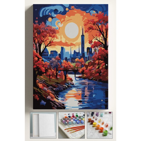 Sayılarla Boyama Seti Numaralı Tuval Fırça Boya 40x50 Cm Renkli Ay Şehir Sayılarla Boyama Seti Numaralı Tuval Fırça Boya 40x50 Cm Renkli Ay Şehir