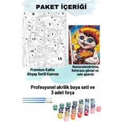 Sayılarla Boyama Seti Numaralı Tuval Fırça Boya 40x50 Cm Ressam Kedi
