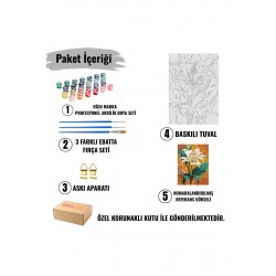 Sayılarla Boyama Seti Numaralı Tuval Fırça Boya Dahil Kasnaklı Set 50x70 Cm ALTIN ÇİÇEK