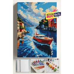 Sayılarla Boyama Seti Numaralı Tuval Fırça Boya Dahil Kasnaklı Set 50x70 Cm - HÜCUM BOTU