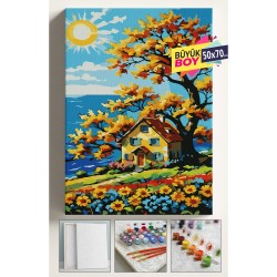 Sayılarla Boyama Seti Numaralı Tuval Fırça Boya Dahil Kasnaklı Set 50x70 Cm - GÜNEŞ VE EV