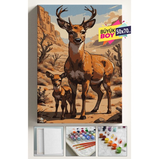 Sayılarla Boyama Seti Numaralı Tuval Fırça Boya Dahil Kasnaklı Set 50x70 Cm - YAVRU GEYİK Sayılarla Boyama Seti Numaralı Tuval Fırça Boya Dahil Kasnaklı Set 50x70 Cm - YAVRU GEYİK
