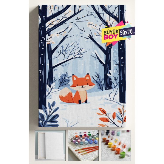 Sayılarla Boyama Seti Numaralı Tuval Fırça Boya Dahil Kasnaklı Set 50x70 Cm - KÜÇÜK TİLKİ KARDA Sayılarla Boyama Seti Numaralı Tuval Fırça Boya Dahil Kasnaklı Set 50x70 Cm - KÜÇÜK TİLKİ KARDA