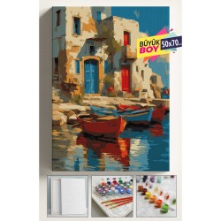 Sayılarla Boyama Seti Numaralı Tuval Fırça Boya Dahil Kasnaklı Set 50x70 Cm - KÖY EVİ SANDAL