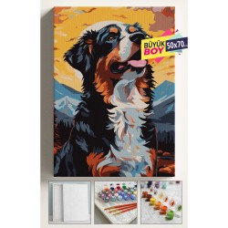 Sayılarla Boyama Seti Numaralı Tuval Fırça Boya Dahil Kasnaklı Set 50x70 Cm - KÖPEK 02