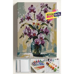 Sayılarla Boyama Seti Numaralı Tuval Fırça Boya Dahil Kasnaklı Set 50x70 Cm - PEMBE ORKİDE