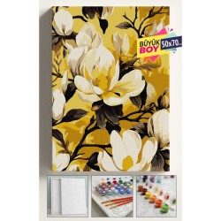Sayılarla Boyama Seti Numaralı Tuval Fırça Boya Dahil Kasnaklı Set 50x70 Cm - SARI AĞAÇ