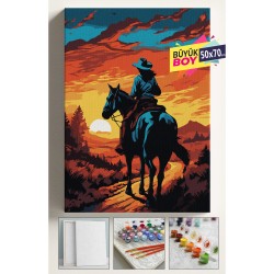 Sayılarla Boyama Seti Numaralı Tuval Fırça Boya Dahil Kasnaklı Set 50x70 Cm - COVBOY