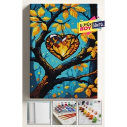 Sayılarla Boyama Seti Numaralı Tuval Fırça Boya Dahil Kasnaklı Set 50x70 Cm - DİLEK AĞACI