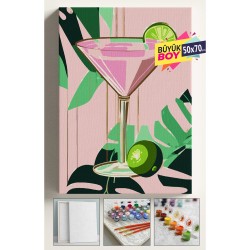 Sayılarla Boyama Seti Numaralı Tuval Fırça Boya Dahil Kasnaklı Set 50x70 Cm - PEMBE KOKTEYL