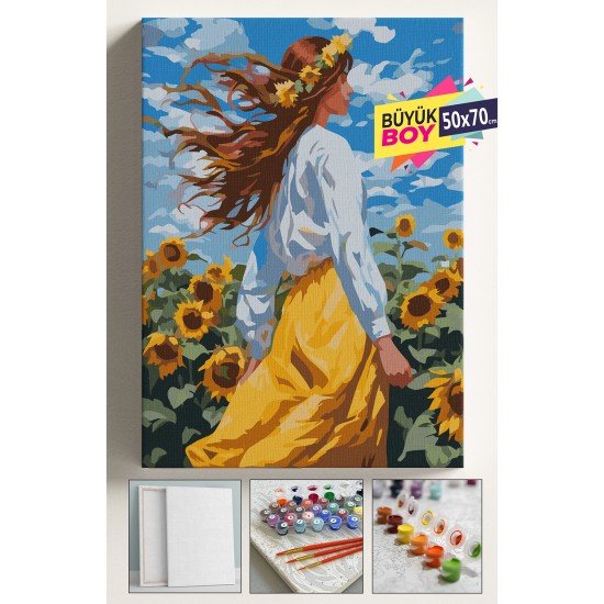 Sayılarla Boyama Seti Numaralı Tuval Fırça Boya Dahil Kasnaklı Set 50x70 Cm - AYÇİÇEĞİ TARLASI Sayılarla Boyama Seti Numaralı Tuval Fırça Boya Dahil Kasnaklı Set 50x70 Cm - AYÇİÇEĞİ TARLASI