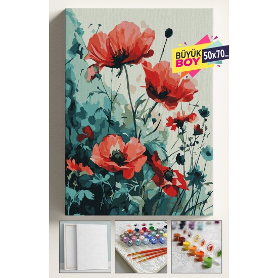 Sayılarla Boyama Seti Numaralı Tuval Fırça Boya Dahil Kasnaklı Set 50x70 Cm - KALDIRIM ÇİÇEĞİ Sayılarla Boyama Seti Numaralı Tuval Fırça Boya Dahil Kasnaklı Set 50x70 Cm - KALDIRIM ÇİÇEĞİ