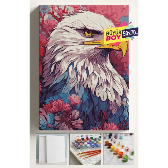 Sayılarla Boyama Seti Numaralı Tuval Fırça Boya Dahil Kasnaklı Set 50x70 Cm - RENKLİ KARTAL Sayılarla Boyama Seti Numaralı Tuval Fırça Boya Dahil Kasnaklı Set 50x70 Cm - RENKLİ KARTAL