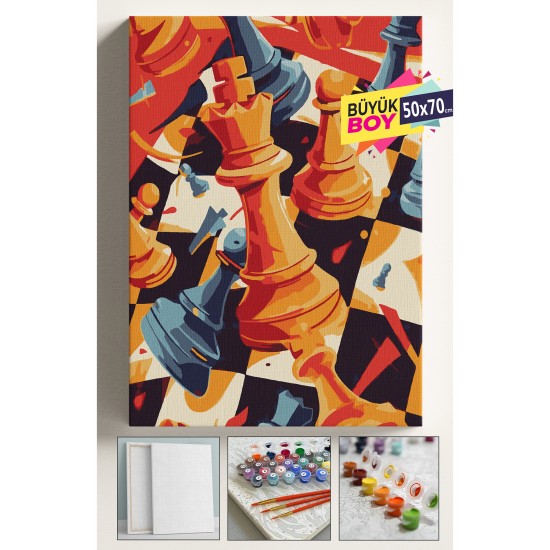 Sayılarla Boyama Seti Numaralı Tuval Fırça Boya Dahil Kasnaklı Set 50x70 Cm - SATRANÇ Sayılarla Boyama Seti Numaralı Tuval Fırça Boya Dahil Kasnaklı Set 50x70 Cm - SATRANÇ