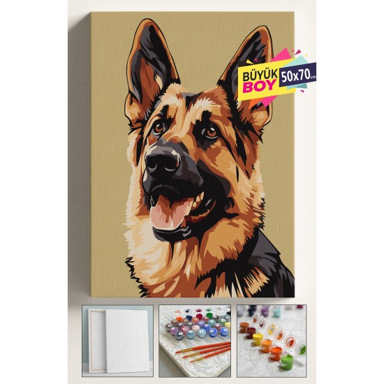 Sayılarla Boyama Seti Numaralı Tuval Fırça Boya Dahil Kasnaklı Set 50x70 Cm - ALMAN KÖPEĞİ