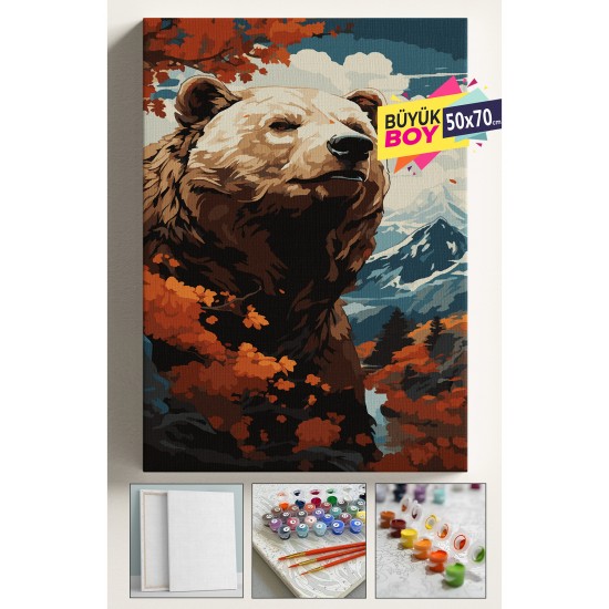 Sayılarla Boyama Seti Numaralı Tuval Fırça Boya Dahil Kasnaklı Set 50x70 Cm - AYI Sayılarla Boyama Seti Numaralı Tuval Fırça Boya Dahil Kasnaklı Set 50x70 Cm - AYI