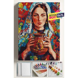 Sayılarla Boyama Seti Numaralı Tuval Fırça Boya Dahil Kasnaklı Set 50x70 Cm - ANADOLU KIZI