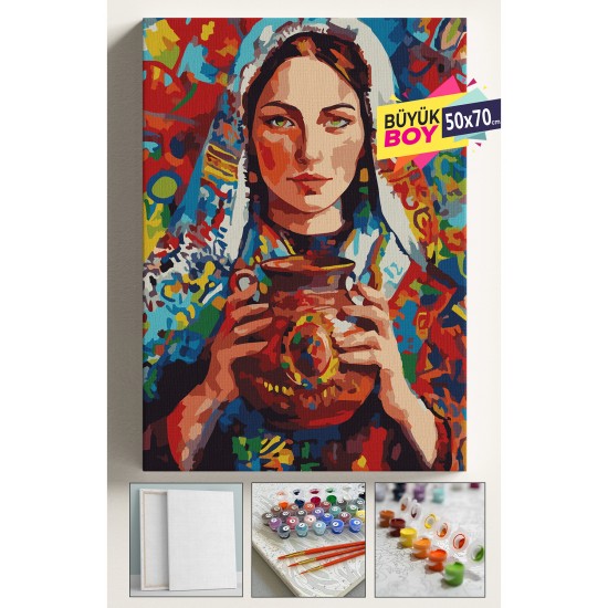 Sayılarla Boyama Seti Numaralı Tuval Fırça Boya Dahil Kasnaklı Set 50x70 Cm - ANADOLU KIZI Sayılarla Boyama Seti Numaralı Tuval Fırça Boya Dahil Kasnaklı Set 50x70 Cm - ANADOLU KIZI