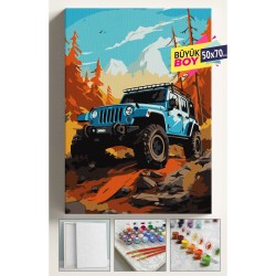 Sayılarla Boyama Seti Numaralı Tuval Fırça Boya Dahil Kasnaklı Set 50x70 Cm - ORMAN JEEP
