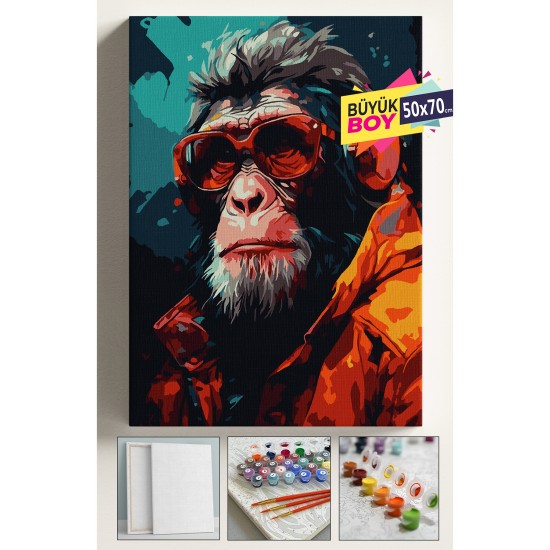 Sayılarla Boyama Seti Numaralı Tuval Fırça Boya Dahil Kasnaklı Set 50x70 Cm - MAYMUN Sayılarla Boyama Seti Numaralı Tuval Fırça Boya Dahil Kasnaklı Set 50x70 Cm - MAYMUN