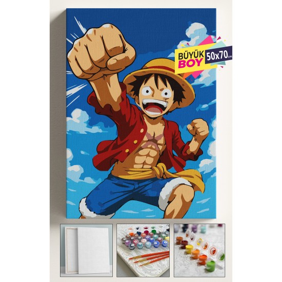 Sayılarla Boyama Seti Numaralı Tuval Fırça Boya Dahil Kasnaklı Set 50x70 Cm - ONE PİECE Sayılarla Boyama Seti Numaralı Tuval Fırça Boya Dahil Kasnaklı Set 50x70 Cm - ONE PİECE