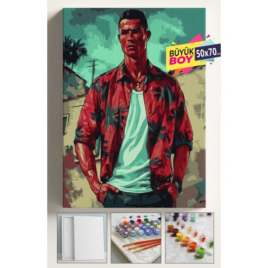 Sayılarla Boyama Seti Numaralı Tuval Fırça Boya Dahil Kasnaklı Set 50x70 Cm - RONALDO