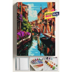 Sayılarla Boyama Seti Numaralı Tuval Fırça Boya Dahil Kasnaklı Set 50x70 Cm - VENEDİK