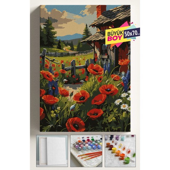 Sayılarla Boyama Seti Numaralı Tuval Fırça Boya Dahil Kasnaklı Set 50x70 Cm - GELİNCİK EVİ