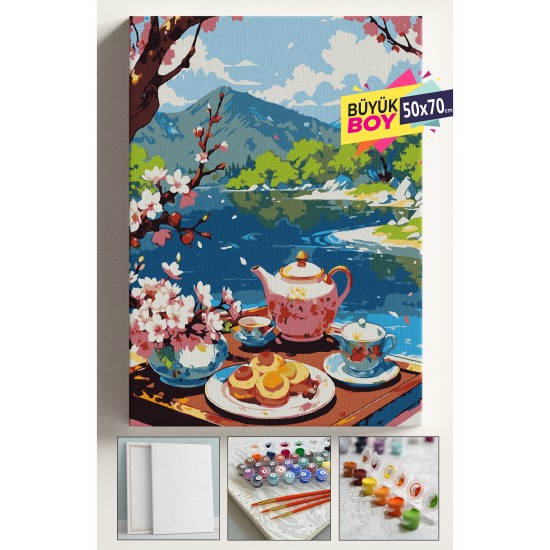 Sayılarla Boyama Seti Numaralı Tuval Fırça Boya Dahil Kasnaklı Set 50x70 Cm - KAHVALTI Sayılarla Boyama Seti Numaralı Tuval Fırça Boya Dahil Kasnaklı Set 50x70 Cm - KAHVALTI