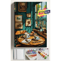 Sayılarla Boyama Seti Numaralı Tuval Fırça Boya Dahil Kasnaklı Set 50x70 Cm - KAHVECİ