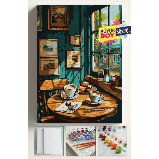 Sayılarla Boyama Seti Numaralı Tuval Fırça Boya Dahil Kasnaklı Set 50x70 Cm - KAHVECİ