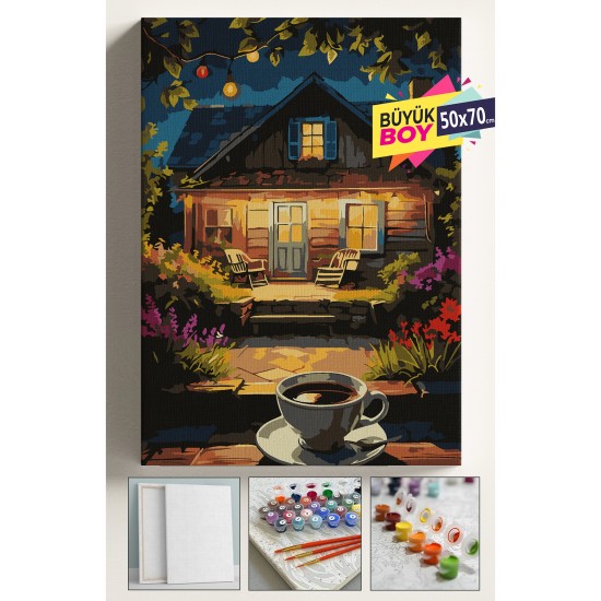 Sayılarla Boyama Seti Numaralı Tuval Fırça Boya Dahil Kasnaklı Set 50x70 Cm - KAHVE VE EV Sayılarla Boyama Seti Numaralı Tuval Fırça Boya Dahil Kasnaklı Set 50x70 Cm - KAHVE VE EV