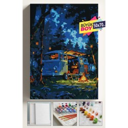 Sayılarla Boyama Seti Numaralı Tuval Fırça Boya Dahil Kasnaklı Set 50x70 Cm - KAMP