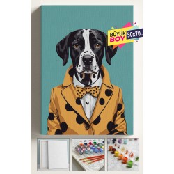 Sayılarla Boyama Seti Numaralı Tuval Fırça Boya Dahil Kasnaklı Set 50x70 Cm - KÖPEK 01