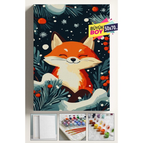 Sayılarla Boyama Seti Numaralı Tuval Fırça Boya Dahil Kasnaklı Set 50x70 Cm - KAR VE TİLKİ Sayılarla Boyama Seti Numaralı Tuval Fırça Boya Dahil Kasnaklı Set 50x70 Cm - KAR VE TİLKİ