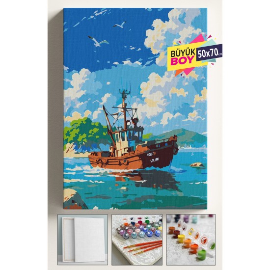 Sayılarla Boyama Seti Numaralı Tuval Fırça Boya Dahil Kasnaklı Set 50x70 Cm - TEKNE Sayılarla Boyama Seti Numaralı Tuval Fırça Boya Dahil Kasnaklı Set 50x70 Cm - TEKNE