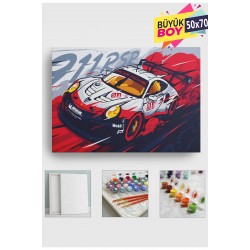 Sayılarla Boyama Seti Numaralı Tuval Fırça Boya Dahil Kasnaklı Set 50x70 Cm - 911 ARABA