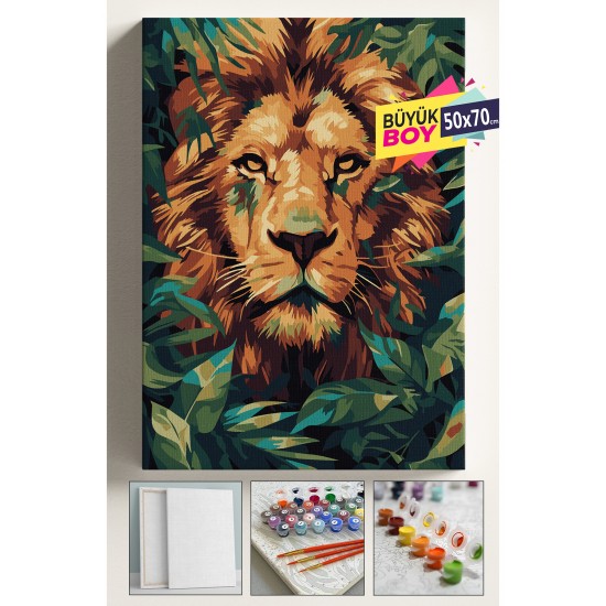 Sayılarla Boyama Seti Numaralı Tuval Fırça Boya Dahil Kasnaklı Set 50x70 Cm - ORMAN KRALI ASLAN Sayılarla Boyama Seti Numaralı Tuval Fırça Boya Dahil Kasnaklı Set 50x70 Cm - ORMAN KRALI ASLAN