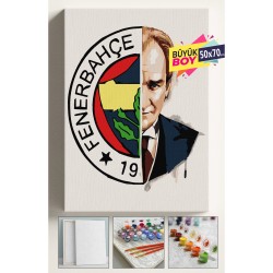 Sayılarla Boyama Seti Numaralı Tuval Fırça Boya Dahil Kasnaklı Set 50x70 Cm - FENERBAHÇE ATATÜRK