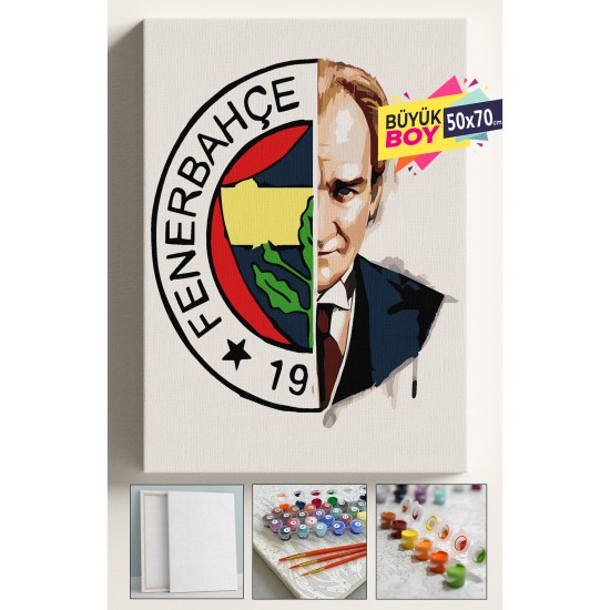 Sayılarla Boyama Seti Numaralı Tuval Fırça Boya Dahil Kasnaklı Set 50x70 Cm - FENERBAHÇE ATATÜRK Sayılarla Boyama Seti Numaralı Tuval Fırça Boya Dahil Kasnaklı Set 50x70 Cm - FENERBAHÇE ATATÜRK